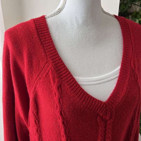 Lane Bryant Red Super Cozy Comfy Stretchy Knitted Sweater Plus 22/24 - Picture 2 of 9